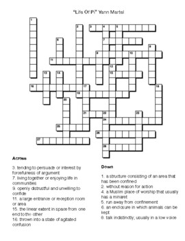 Life of Pi Crossword - WordMint