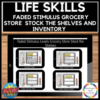 Preview of  Life Skills Faded Stimulus Stock the Shelves and Inventory Boom Cards™ 