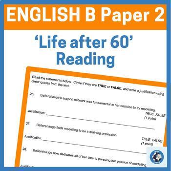 Preview of "Life after 60" IB DP English B HL Reading Comprehension: Paper 2 preparation