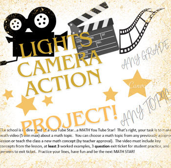 Preview of "Lights, Camera, Action" Math Video END OF YEAR(UNIT) Project***ANY GRADE