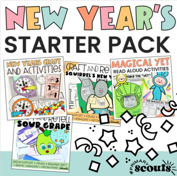 Preview of New Years Craft 2024 BUNDLE | Squirrels New Years Resolution 2024