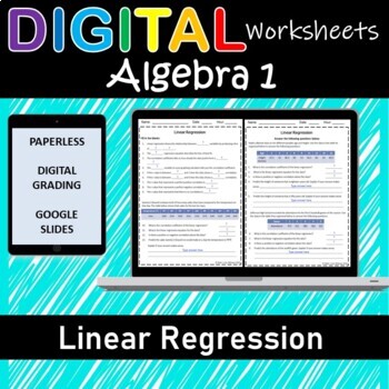 Preview of ⭐Linear Regression⭐Digital Worksheets for Google Classroom