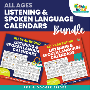 Preview of All Ages 12 Months Year Round Listening and Spoken Language Calendars Bundle