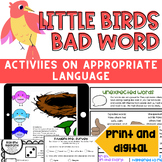 Little Bird's Bad Word: Activity set on expected/unexpecte