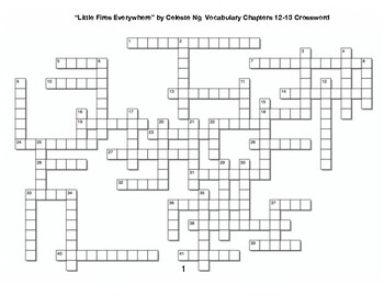 Little Fires Everywhere by Celeste Ng Vocabulary Chapters 12 13 Crossword