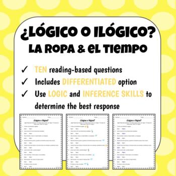 Preview of ¿Lógico o ilógico? | SPANISH reading activity | Clothing & Weather | La ropa