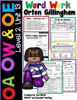 Preview of Long O  Word Work Vowel Teams  OA OW & OE Phonics Orton Gillingham RTI