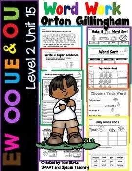 Preview of Long U Phonics worksheets  (oo ou ew ue) Orton Gillingham RTI/Dyslexia