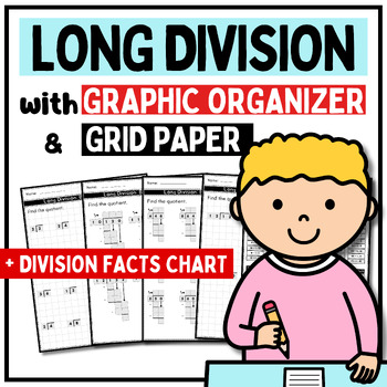 Preview of ❤️ Long division worksheets - division facts practice graphic organizer & Grid