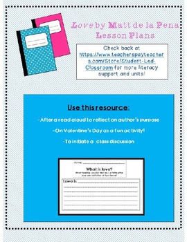 Preview of "Love" Lesson Plan and Printable