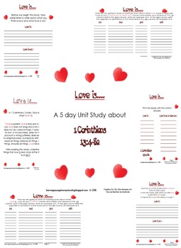 Preview of "Love is...."   1 Corinthians 13 5 day Unit Study