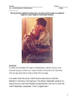 Preview of "Loving" Movie Worksheet