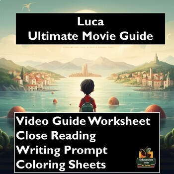 Preview of Luca Video Guide: Worksheets, Reading, Coloring Sheets, & More!