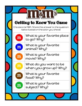 Preview of *M&Ms* Getting to Know You Game (Elementary and Secondary Versions)