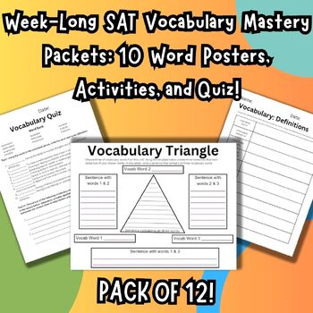 Preview of 'M-Z' SAT Vocabulary Mastery Bundle: Word Posters, Activities, and Quizzes!