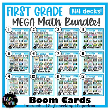 Preview of [MEGA BUNDLE] 1st Grade Math Boom Cards - Year Long, Unit Based