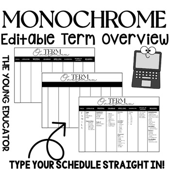 Preview of 'MONOCHROME' EDITABLE TERM CURRICULUM OVERVIEW