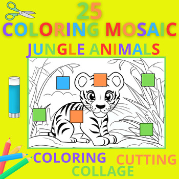 Preview of ✨MOSAIC WORKSHOP - 25 COLORING PAGES - JUNGLE ANIMALS - #1✨