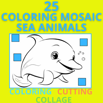 Preview of ✨MOSAIC WORKSHOP - SEA ANIMALS - 25 COLORING PAGES - #1✨