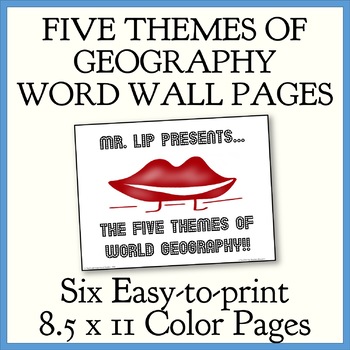 Preview of MR LIP Presents Five Themes of Geography Word Wall