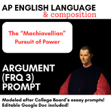 "Machiavellian Pursuit of Power" AP Language Argument (FRQ