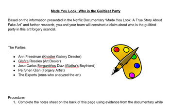 Preview of "Made You Look: A True Story About Fake Art" Netflix Documentary Worksheet