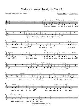 Preview of "Make America Great, by Being Good!"  (Lead Sheet) printed music PDF