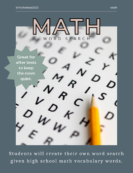 Preview of "Make Your Own" High School Math Vocabulary WORD SEARCH
