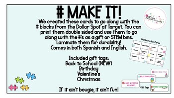 Preview of # Make it!  Target #Building Block Idea Cards & Gift Tags (Spanish & English)