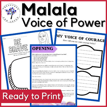 Preview of Malala Character Analysis and Self Advocacy Activity for 3rd, 4th, and 5th Grade