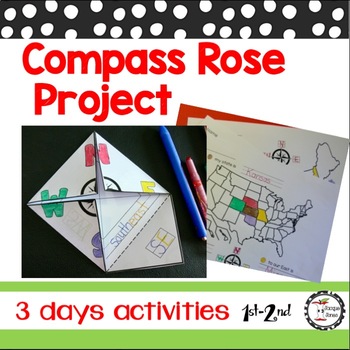 Preview of  Map Skills Cardinal Directions Compass Rose Project 1st Grade