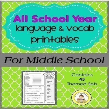 Preview of Middle School Speech Therapy Themed Language Bundle