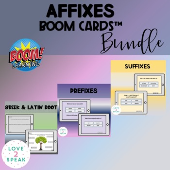 Preview of Affixes Boom Cards ™ Bundle Prefixes Suffixes & Roots