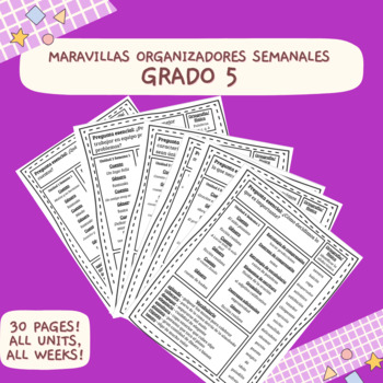 Preview of ⭐ Maravillas 5° Organizadores Semanales⭐