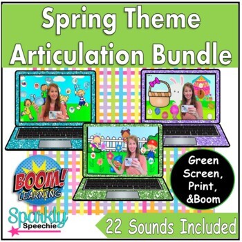 Preview of Spring Easter Garden 3 Themes Articulation Speech Print/ Boom/ Green Screen