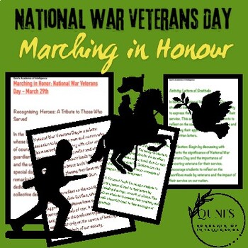 Preview of "Marching in Honor National War Veterans Day - March 29th" Info Text & Activity