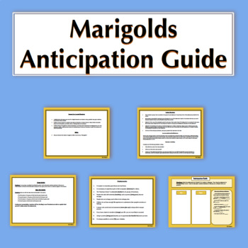 Preview of "Marigolds" Anticipation Guide