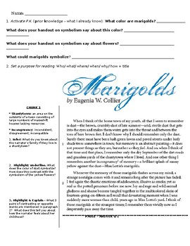 Preview of "Marigolds" by Eugenia Collier annotated text