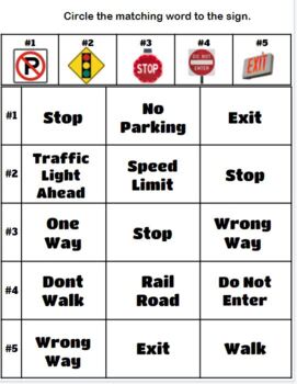 Match the Safety Signs - Special Education Life Skills | TPT