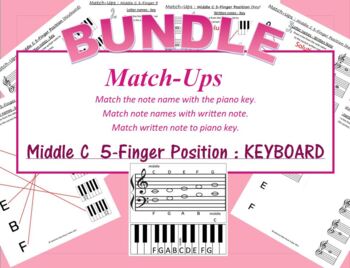 Preview of "Match-ups" Worksheets BUNDLE (Middle C 5-Finger Position)