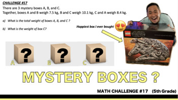 Preview of [Math Challenge #17] Find the weights of each individual box. Adding Decimals!!