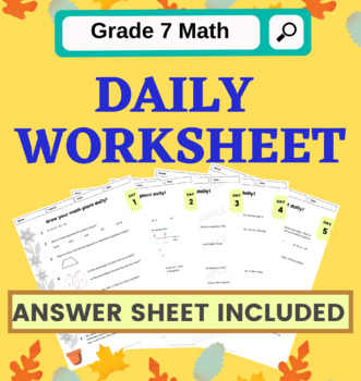 Preview of [Grade 7]  Daily Math Problem Set Worksheet with Answer Sheet