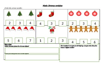 Preview of ﻿Maths Christmas worksheet