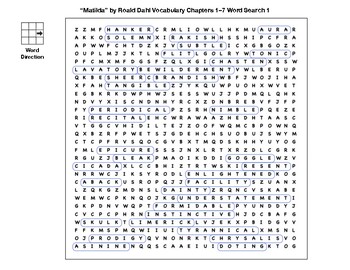 Matilda By Roald Dahl Vocabulary Chapters Word Search By Bac Education