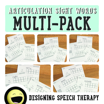Preview of Articulation Sight Words Worksheet Bundle