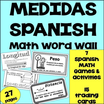 Preview of Spanish Medidas Vocabulary & Spanish Math Activities - Medidas in Spanish