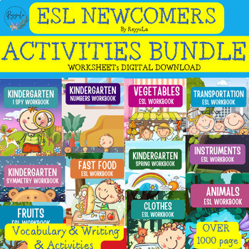 Preview of {Mega Bundle} ESL- Newcomers,Kindergarten Curriculum, Activities & Vocabulary