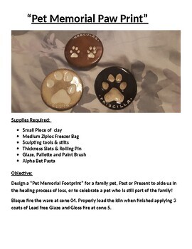 Preview of "Memorial  Clay Pet Paw Print" ; Help Your Kids With Loss.