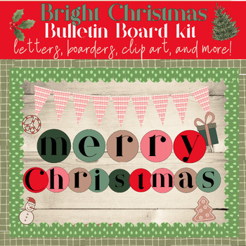 Preview of "Merry Christmas" Pop Bright Bulletin Board Kit: Letters, Borders, Banners