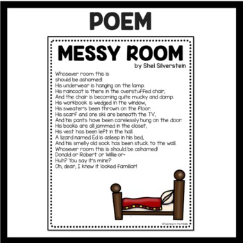 "Messy Room" Poem by Shel Silverstein Reading Comprehension Worksheet